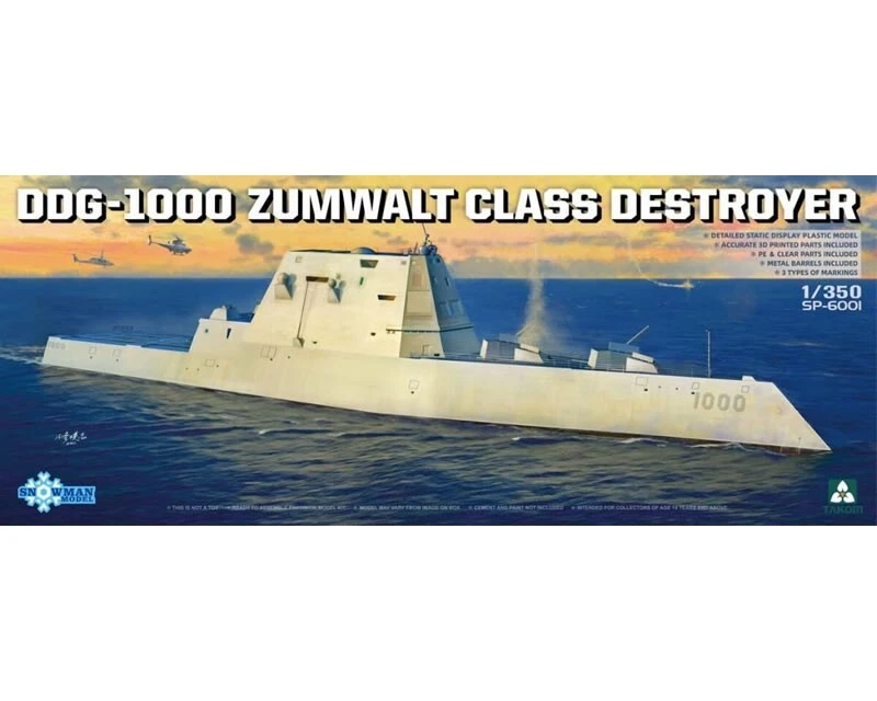 Takom DDG-1000 USS Zumwalt Class Destroyer 1:350 SP-6001 modellismo - Immagine 1 di 1