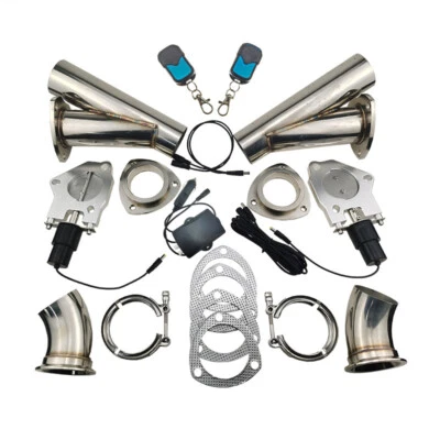 51mm Elektrisch Doppel Auspuff Absperr klappen Set Y-Pipe mit Fernbedienungspaar - Image 1 of 4