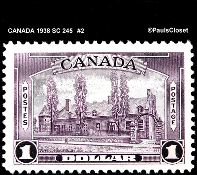 CANADA 1938 SC 245 CHATEAU DE RAMEZAY MONTREAL $1 DULL VIOLET MNH OG VF #2 - Image 1 of 2
