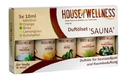 HOUSE OF WELLNESS HoW Saunaaufguss Set 5 x 10 ml | Sauna Duftöl Aroma Konzentrat ätherische Öle