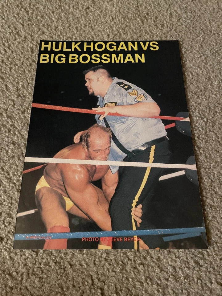 Vintage BIG BOSS MAN vs. HULK HOGAN WWF Wrestling Pinup Photo 1980s 1989 - Image 1 of 1