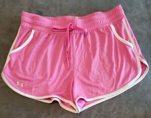 Under Armour Women's M Pink & Wht 3" Semi-Fitted Mesh Running Shorts w/Pockets