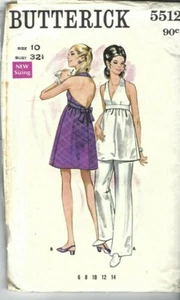 Butterick Pattern 5512, Vintage Halter Dress with Pants, Size 12, Bust 34" - Bild 1 von 2
