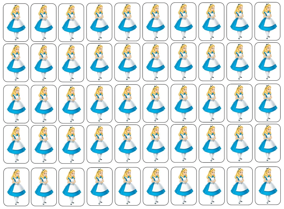 50 sellos/etiquetas/pegatinas de sobre de Alicia en el país de las maravillas, 1" por 1,5" Foto 1 de 1