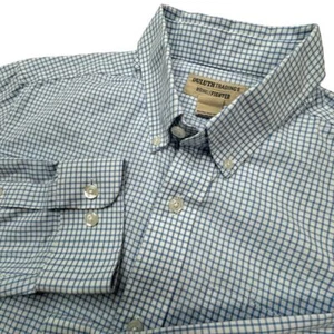 Duluth Wrinkle Fighter Men's Shirt Size M Blue and White Check - Picture 1 of 8