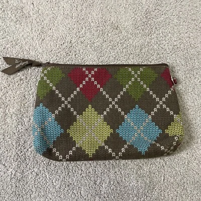 Thirty-One Mini Zipper Bag Retired Windsor Argyle Pattern Small - Image 1 of 4
