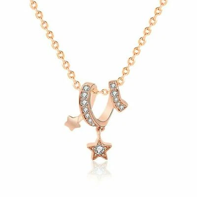 Girl CZ Wish Meteor Stars 925 Sterling Silver Necklace,Rose Gold,Pendant,Jewelry - Image 1 of 4