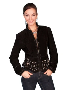 Chaqueta de gamuza jabalí con tachuelas de cuero Scully L191 - Imagen 1 de 2