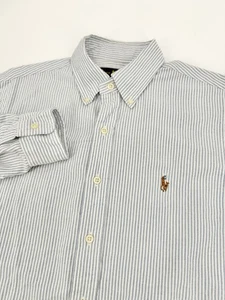Polo Ralph Lauren Oxford Shirt Classic Fit Men’s Small Blue White Striped Preppy - Picture 1 of 7