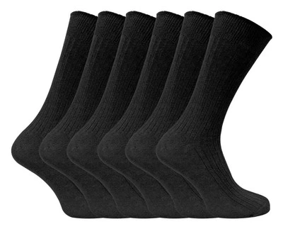 6 Pack Mens Soft 100% Cotton Breathable Coloured Ribbed Dress Socks - Image 1 of 2