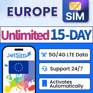 SIM Europa (15 días), datos ilimitados de alta velocidad, JetSim Travel 33 países de la UE - Imagen 1 de 7