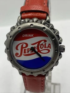 Pepsi-Cola Bottle Cap Genuine Leather Quartz Analog Women's Watch New Battery - Picture 1 of 14