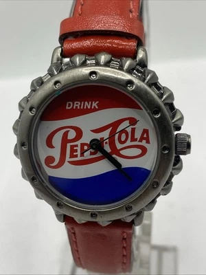 Pepsi-Cola Bottle Cap Genuine Leather Quartz Analog Women's Watch New Battery - Image 1 of 4