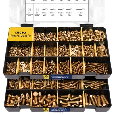 BONOST 1380pcs Nuts & Bolts Assortment Kit Heavy Duty Grade 8.8 Metric M4 M5 M6 M8 Bolt