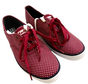 Keds Sneakers Sportschuhe Damengröße 9,5 Rübenrot weiß Punkte Schnürsenkel niedrig neu ohne Karton - Bild 1 von 13
