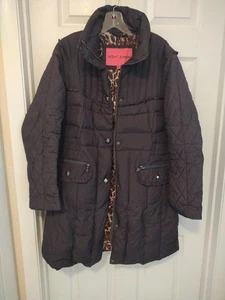 Betsey Johnson Dark Grey/Black Ladies Large Puffer Jacket Coat Pre Loved - Picture 1 of 7