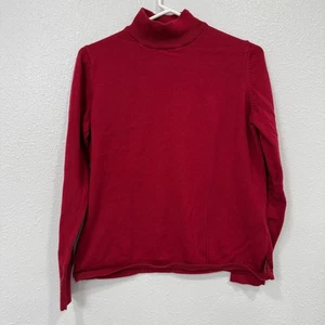 Suéter de cuello alto de algodón rojo rubí WOOLRICH para mujer talla L - Imagen 1 de 8