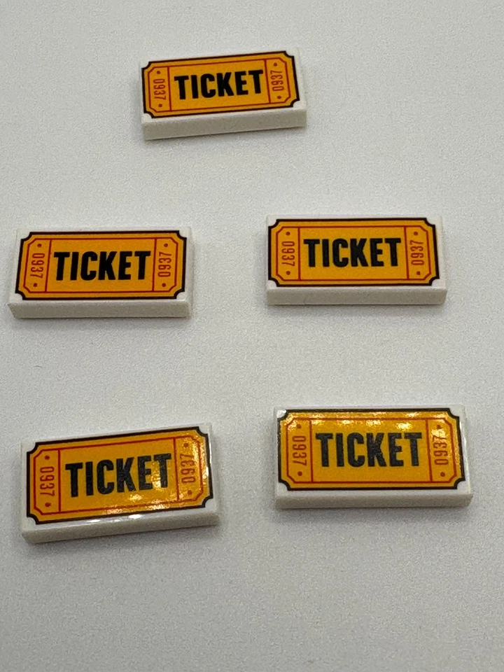 LEGO Ticket Fliesen bedruckt Figuren Zubehör 5 STK  1x2  3069pb0584 NEU - Bild 1 von 1