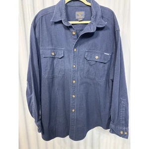 Woolrich Men's 100% Cotton Thick Flannel Work Shirt Navy Blue • 2XL - Picture 1 of 4