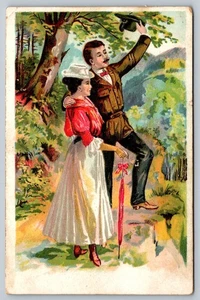 Vintage Romantic Couple Scenic Postcard Early 1900s Art Print - Picture 1 of 2