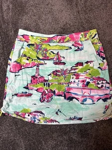 Crown & Ivy Skort Curvy Women's Sz OX Skirt+Shorts Tropical Palm Sail Boat - Picture 1 of 8