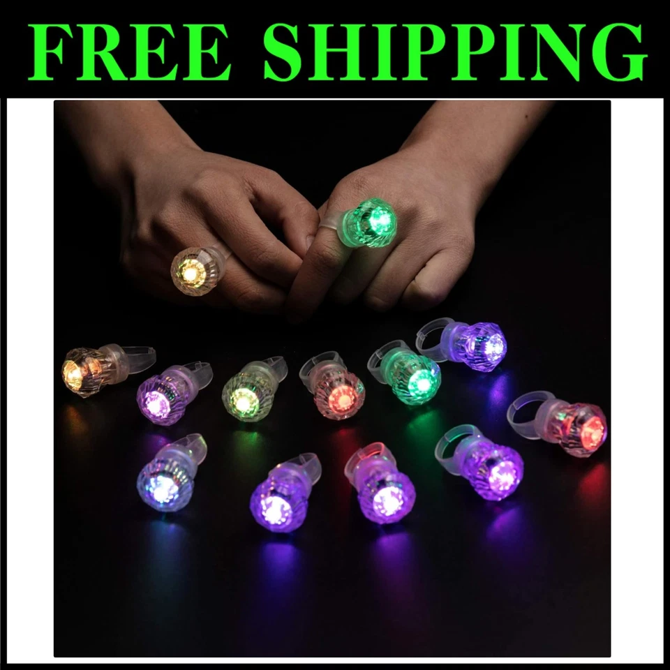 Kids Midafon 60 Pack LED Glow Rings Light up Flashing Plastic Diamond