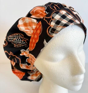 Fun Fall Pumpkin Print Scrub Hat Small Bouffant Medical Surgery Hat - Picture 1 of 6