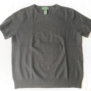 Lauren Ralph Lauren L Damen Kurzarm Pullover 100% Kaschmir Lagenlook Schwarz - Bild 1 von 5
