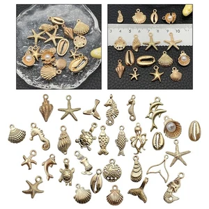 32Pcs Ocean Theme Pendants Necklace Charms Stylish Alloy DIY Jewelry Charms - Picture 1 of 7