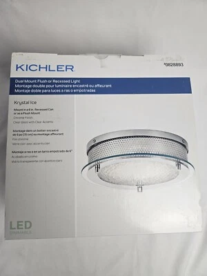 Kichler Chrome Krystal Ice 双安装冲洗安装 Recess 罐盖 LED 灯 — 第 1/4 张图片