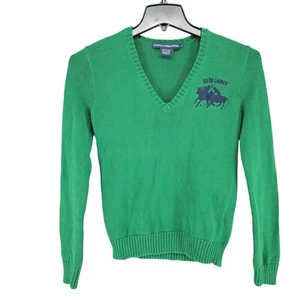 Suéter deportivo Ralph Lauren para mujer mediano doble pony grande bordado cuello verde - Imagen 1 de 9