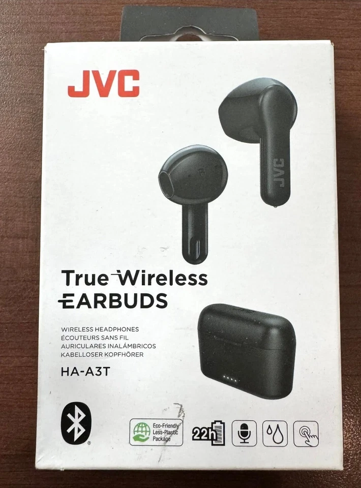 JVC True Wireless Earbuds  HA-A3T With Charging Case  Charging Cable NIB - Black - Image 1 of 1
