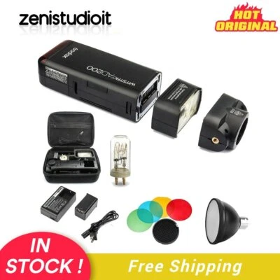 US Godox AD200 2.4 TTL Double Head Flash Speedlite+S2 Reflector S11 Color Filter - Image 1 of 4