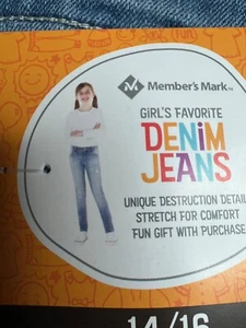Members Mark Girls Denim Skinny Distressed Jeans Unicorn Fidget Popper NWT 14/16 - Picture 1 of 6
