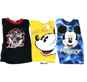 Set Of 3 Boys Crew Neck Sweatshirts Size 4T 2 Disney's Mickey Mouse, 1 Tuff Guys - Picture 1 of 7