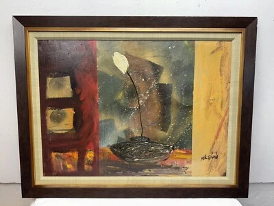 Vintage MCM Flower Vase Still Life Signed And Framed - Image 1 of 4