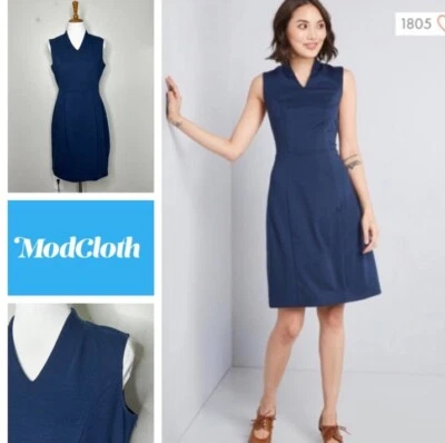 Modcoth Thrilling Possibilities Sheath Blue  Dress L - Image 1 of 4