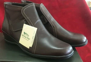 Women Brown Boots Booties Leather Andrea By Spring Step 39 8,5 Portugal New NIB - Picture 1 of 9