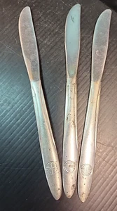 Vintage Pan Am Dinner Knives X 3 Silver Plated & Stainless Table Airline 7" l., - Picture 1 of 7