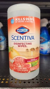Clorox Scentiva Disinfecting Wipes Bleach Free Tahitian Grapefruit Splash 75 Ct - Picture 1 of 7