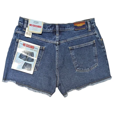 Pantalones Cortos de Jean de Colección Años 90 SIN EXCUSAS Tiro Alto 13/14 (32x3) Azul Denim Dobladillo Crudo Nuevos con Etiquetas Foto 1 de 4