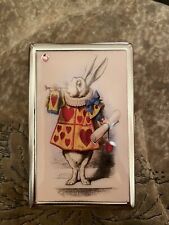 Étui à cartes cigarette 2 clips lapin blanc cœurs rouges Alice au pays des merveilles années 100