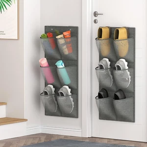 Deyilian 2er Pack 12 große Netztaschen Schranktür hängendes Schuhregal grau - Bild 1 von 7