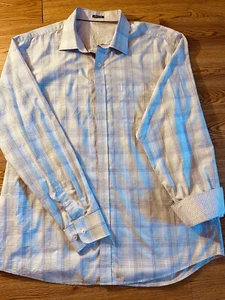 Bugatchi Uomo Men’s Large Lavender Plaid Long Sleeve Cotton Shirt - Picture 1 of 8