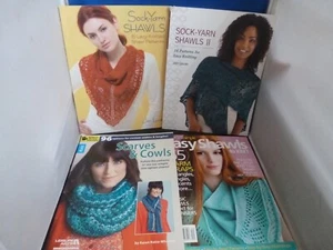 4 Knitting & Crochet Books Sock Yarn Shawls 1 & 2, Scarves & Cowls & Knit Simple - Picture 1 of 16