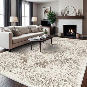 9x12 Washable Distressed Area Rugs - Living Room Bedroom Low Pile Rugs for Vi... - Picture 1 of 9