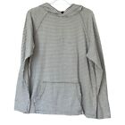Gap Lightweight Knit Hooded Sweater Hoodie Size XL Gray Stripe Cotton Flaws