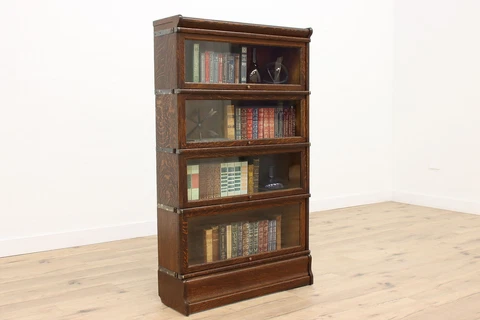 Oak Antique 4 Stack Lawyer, Office Library Bookcase, Globe Wernicke #43376 Cover