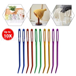 2/10PC Large Eye Bent Tip Needles Knitting Crochet Yarn Darning Needle Aluminium - Picture 1 of 12