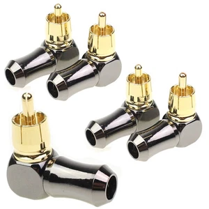 5Pcs latón RCA ángulo recto macho enchufe conector de audio adaptador de soldadura 90 grados - Imagen 1 de 9